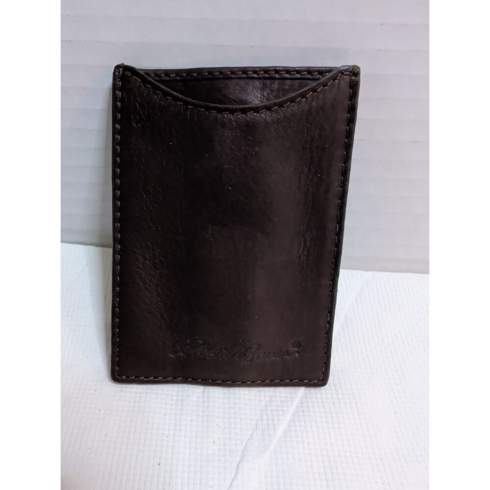 Eddie Bauer Men's Leather Card Holder Money Clip Combo Brown